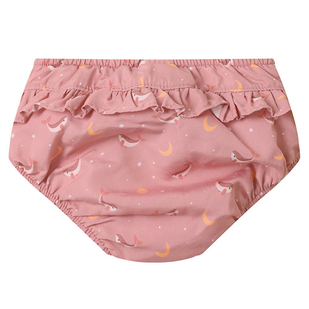 BAÑADOR PAÑAL TUTETE CON VOLANTES ·WHALE PINK· - Happy Moments Baby