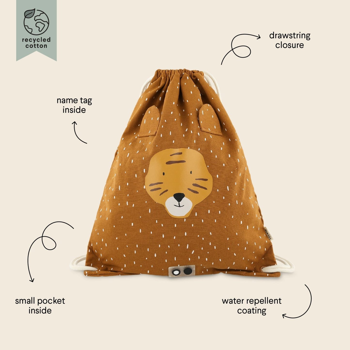 BOLSA SACO DE TELA INFANTIL TRIXIE ·TIGRE· - Happy Moments Baby