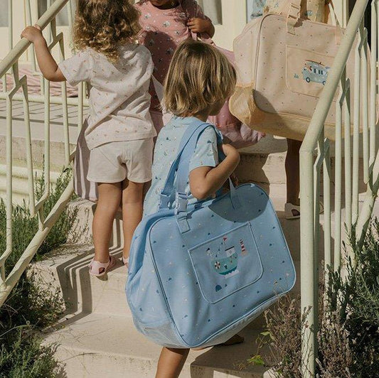 BOLSO DE PLAYA CON REJILLA ANTIARENA ·FISHING BOAT· - Happy Moments Baby