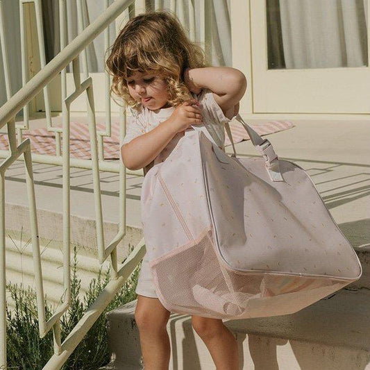 BOLSO DE PLAYA CON REJILLA ANTIARENA ·STRAWBERRIES· - Happy Moments Baby