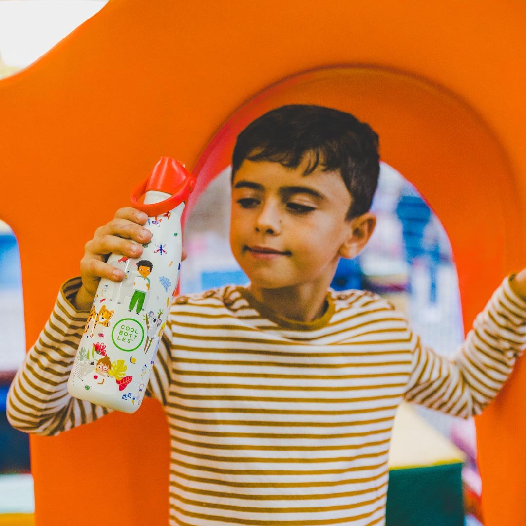 BOTELLA TÉRMICA COOL BOTTLES 350ML ·KIDS MESSY ROBOTS· - Happy Moments Baby