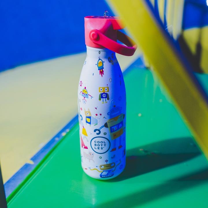 BOTELLA TÉRMICA COOL BOTTLES 350ML ·KIDS MESSY ROBOTS· - Happy Moments Baby
