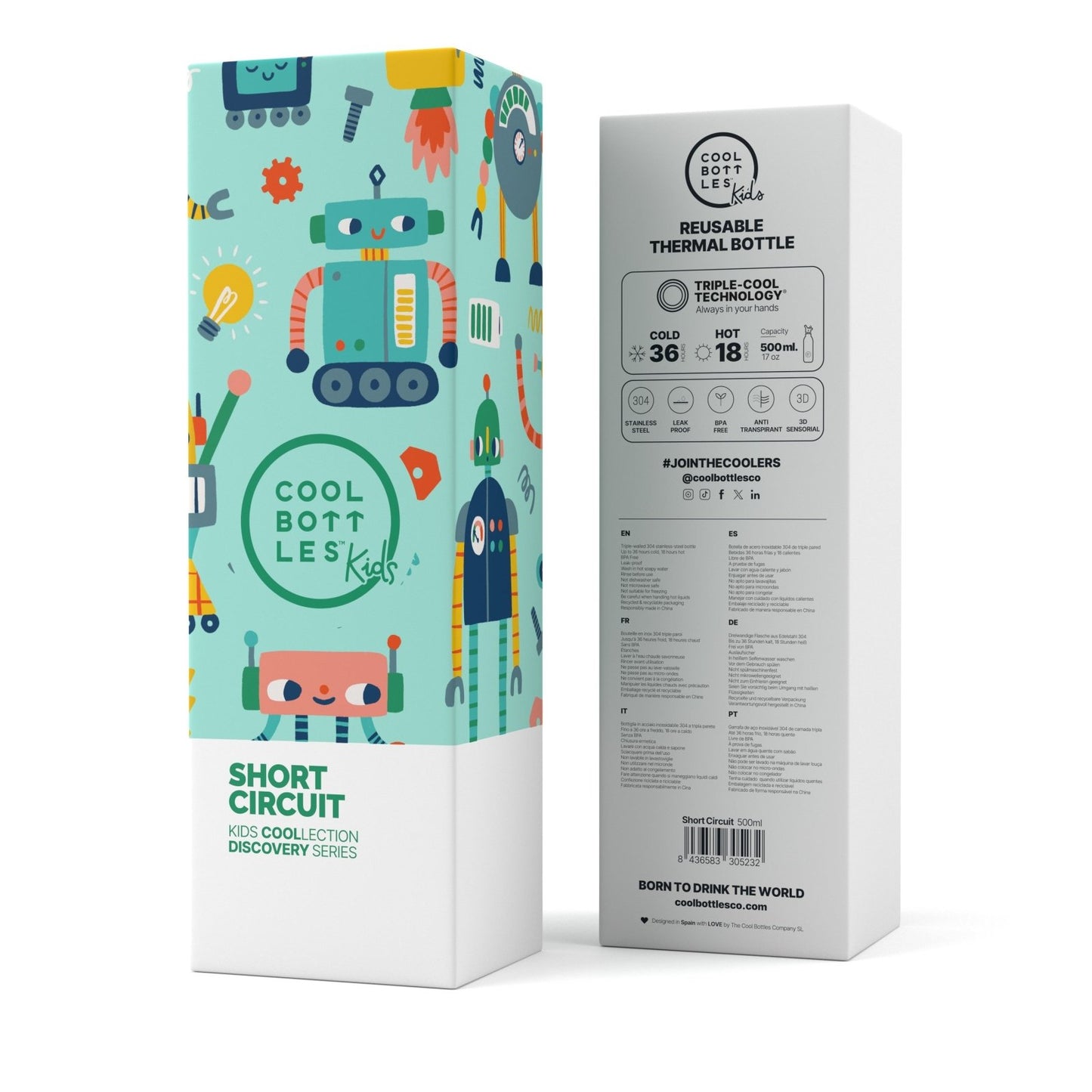 BOTELLA TÉRMICA COOL BOTTLES 500ML ·KIDS SHORT CIRCUIT· - Happy Moments Baby