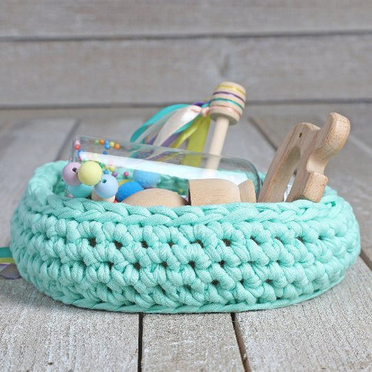 CESTO DE LOS TESOROS - CESTO SENSORIAL ·TURQUESA· - Happy Moments Baby