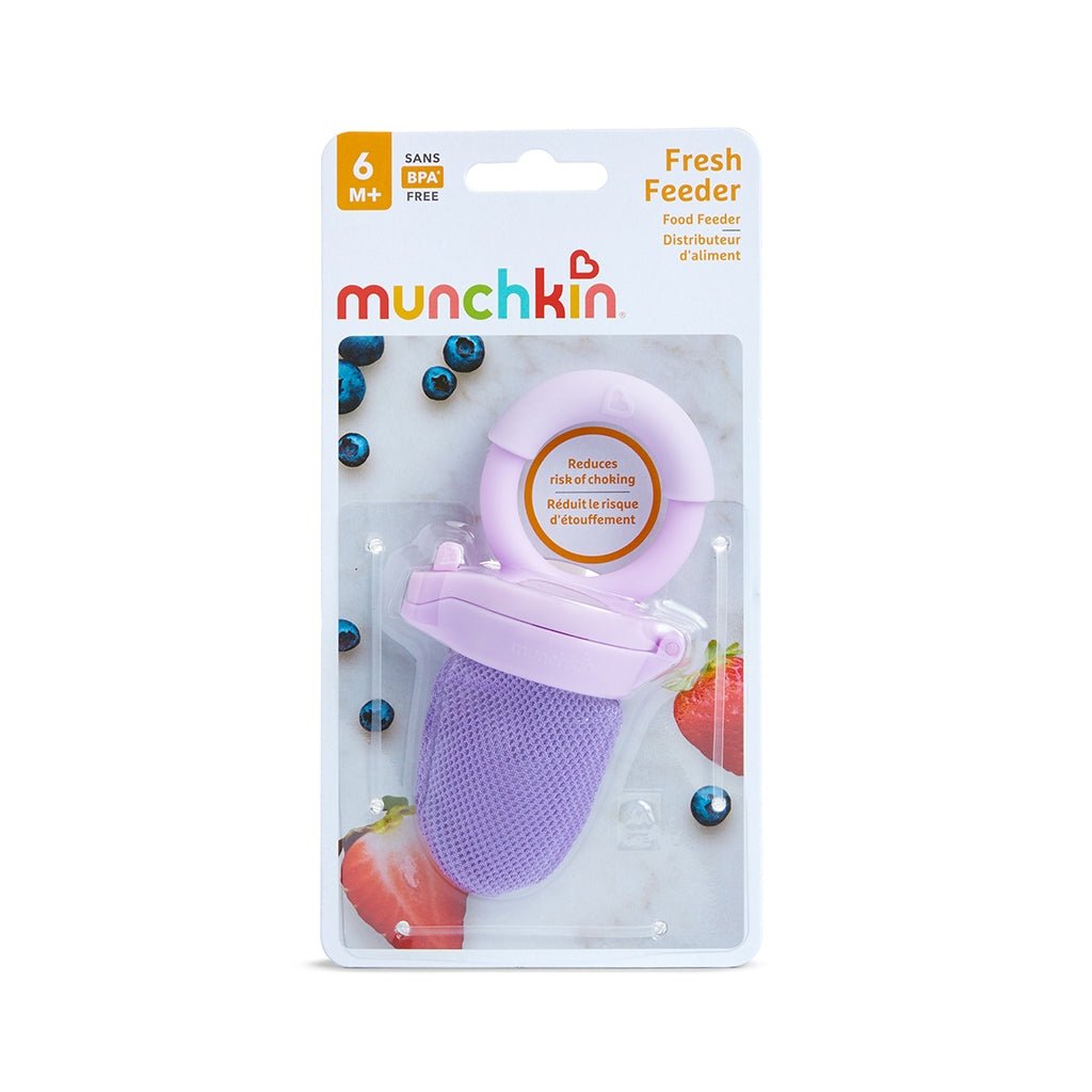 CHUPETE ALIMENTADOR CON REJILLA PARA ALIMENTOS FRESCOS MUNCHKIN ·LILA· - Happy Moments Baby