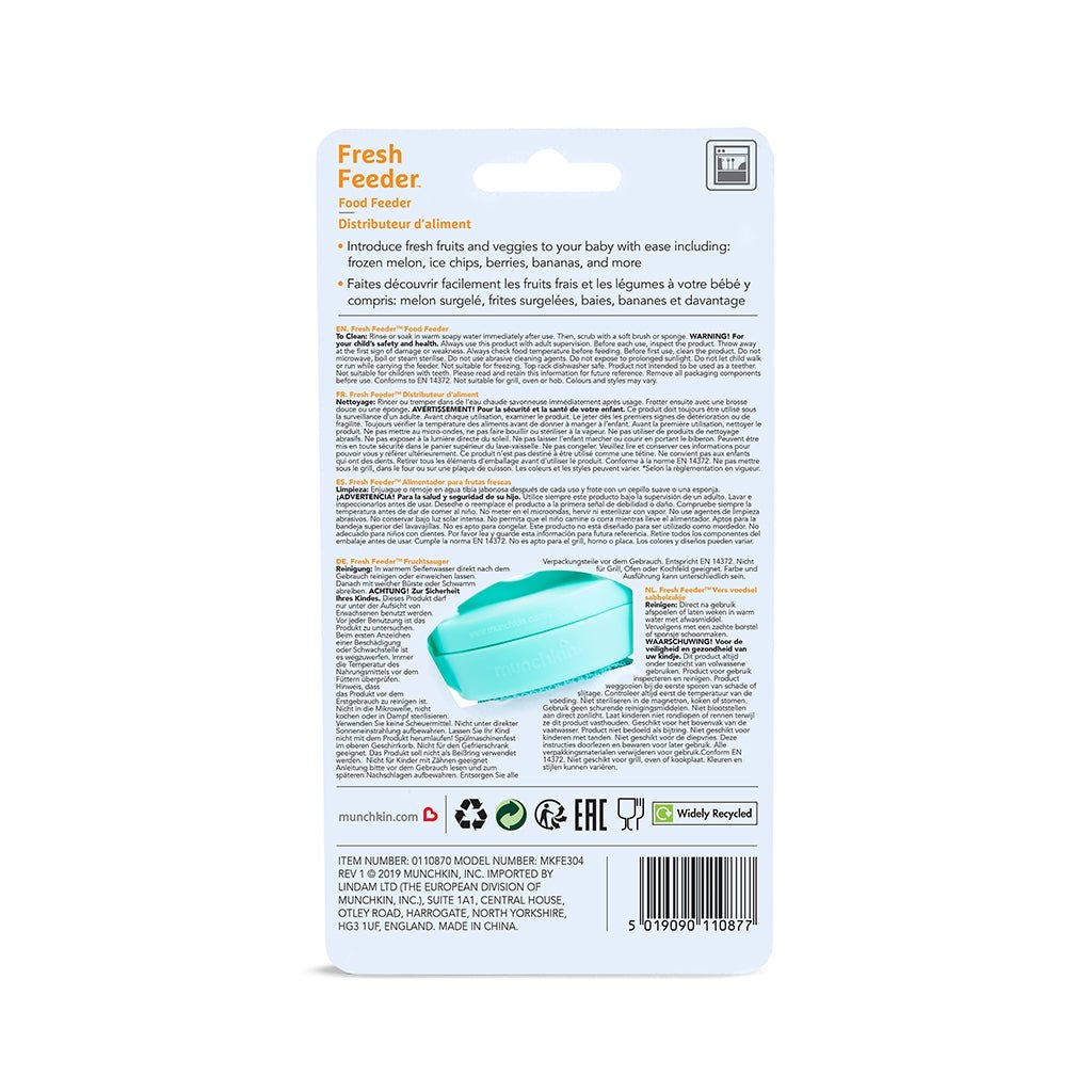 CHUPETE ALIMENTADOR CON REJILLA PARA ALIMENTOS FRESCOS MUNCHKIN ·MINT· - Happy Moments Baby