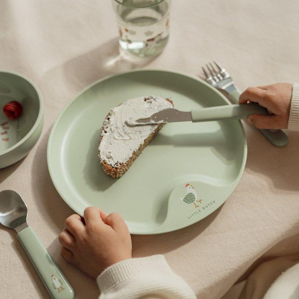 CUBIERTOS INFANTILES DE ACERO ·MIO LITTLE FARM· - Happy Moments Baby