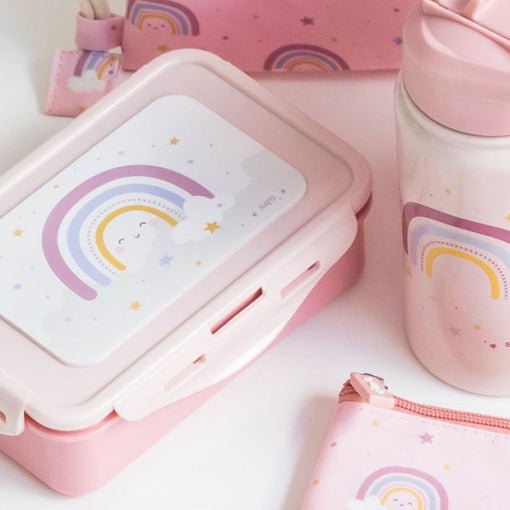 FIAMBRERA CAJA DE ALUERZO GRANDE SARO ·ROSA ARCOIRIS· - Happy Moments Baby