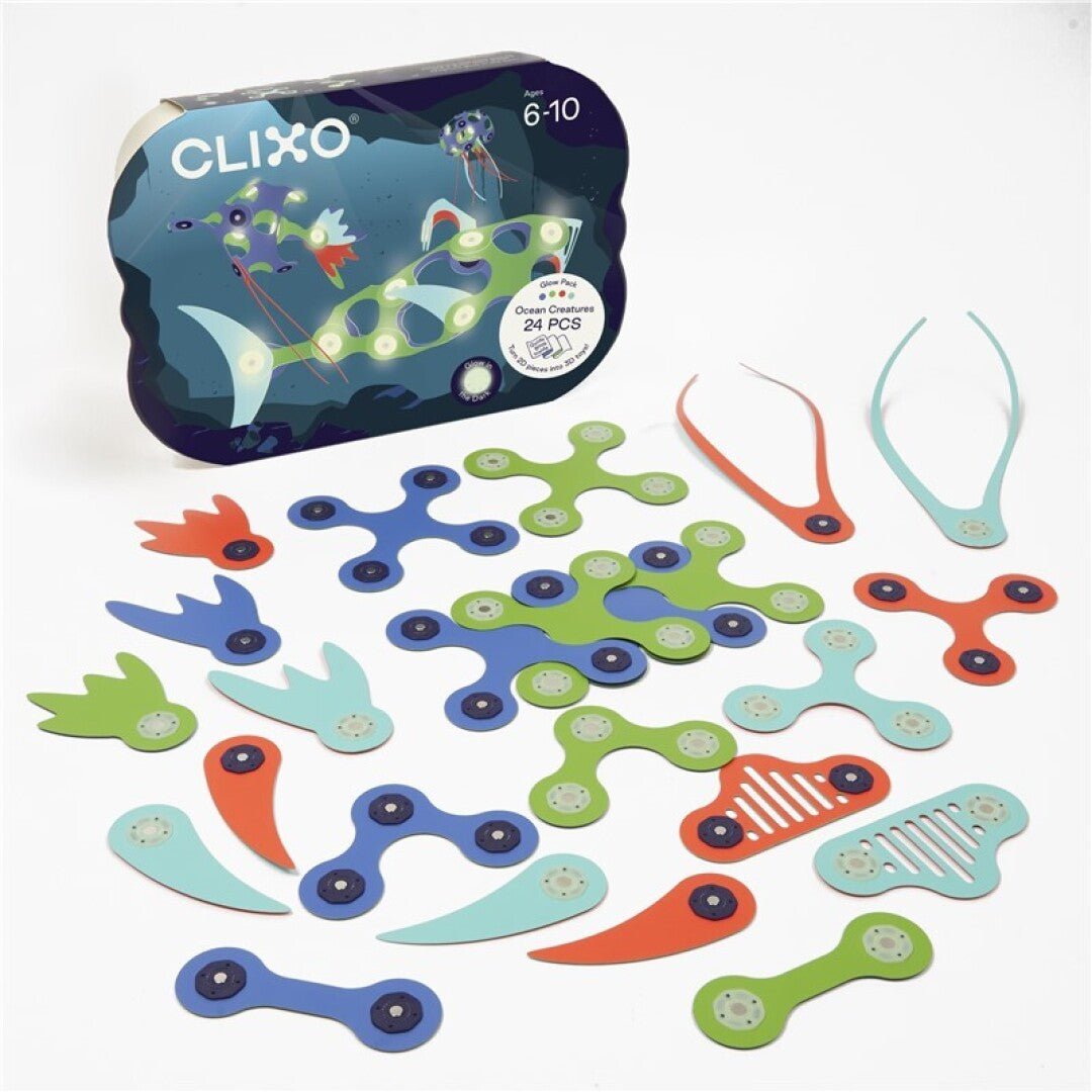 JUEGO DE CONSTRUCCIÓN MAGNÉTICO ·CLIXO OCEAN CREATURES PACK· - Happy Moments Baby