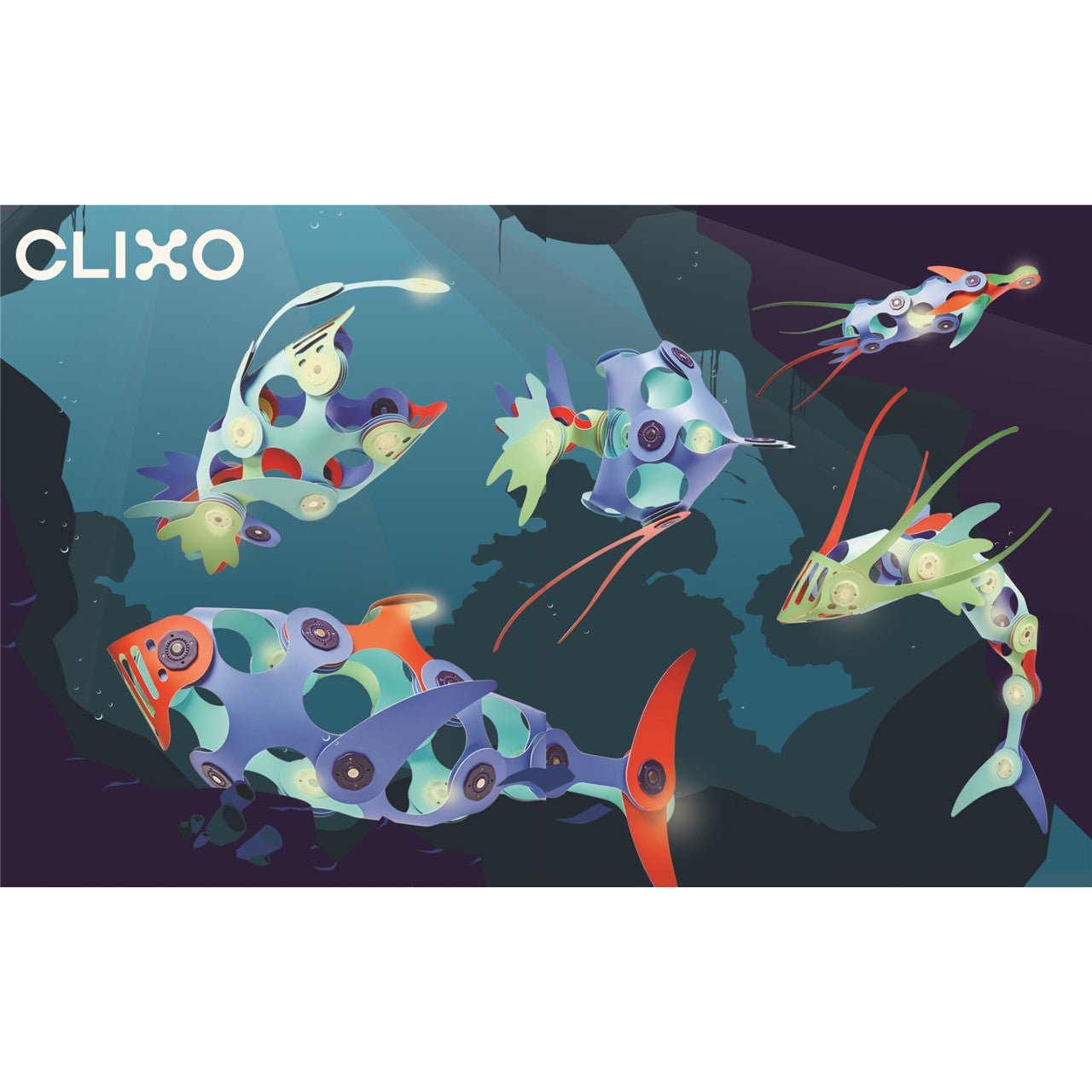 JUEGO DE CONSTRUCCIÓN MAGNÉTICO ·CLIXO OCEAN CREATURES PACK· - Happy Moments Baby