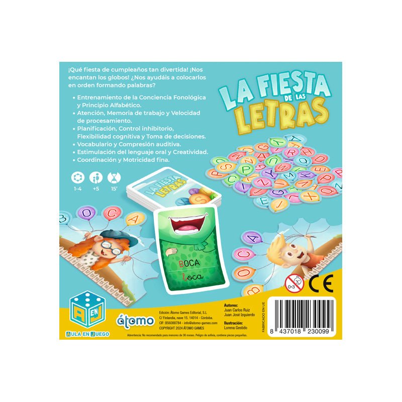 JUEGO DE MESA ÁTOMO ·LA FIESTA DE LAS LETRAS· - Happy Moments Baby