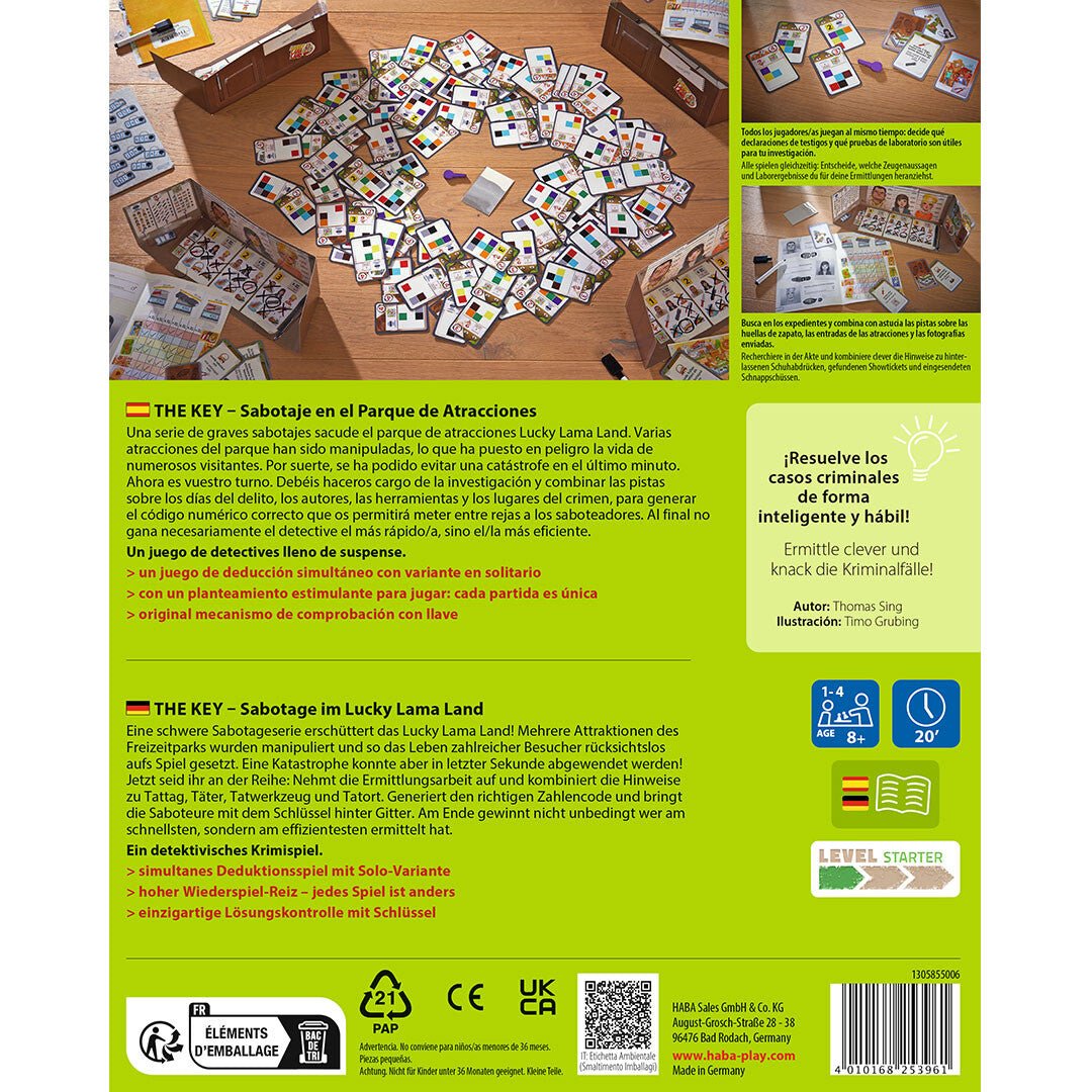 JUEGO DE MESA HABA ·THE KEY. SABOTAJE EN EL PARQUE DE ATRACCIONES· - Happy Moments Baby
