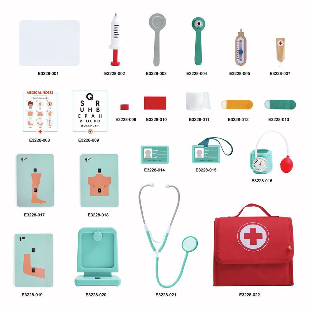 JUGUETE DE MADERA HAPE ·JUEGO MÉDICO DEL PEQUEÑO DOCTOR· - Happy Moments Baby