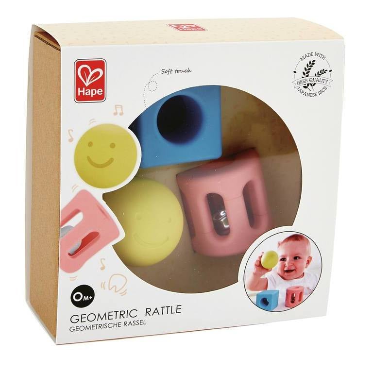 JUGUETE SENSORIAL HAPE ·SONAJEROS GEOMÉTRICOS PASTEL· - Happy Moments Baby