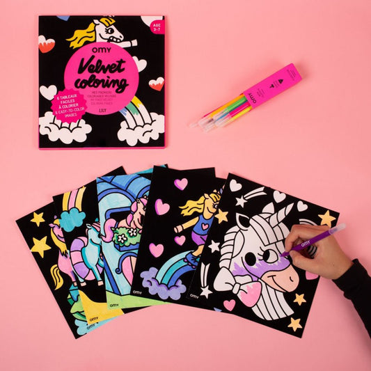 LÁMINAS DE TERCIOPELO PARA COLOREAR ·UNICORNIO· - Happy Moments Baby