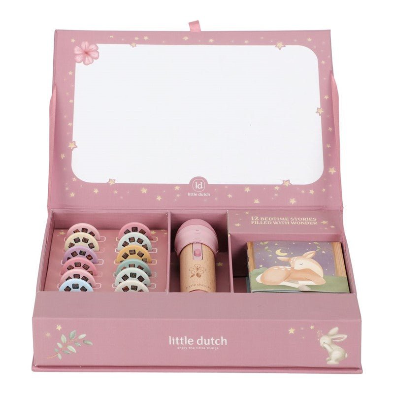 LINTERNA PROYECTOR DE CUENTOS LITTLE DUTCH ·ROSA· - Happy Moments Baby