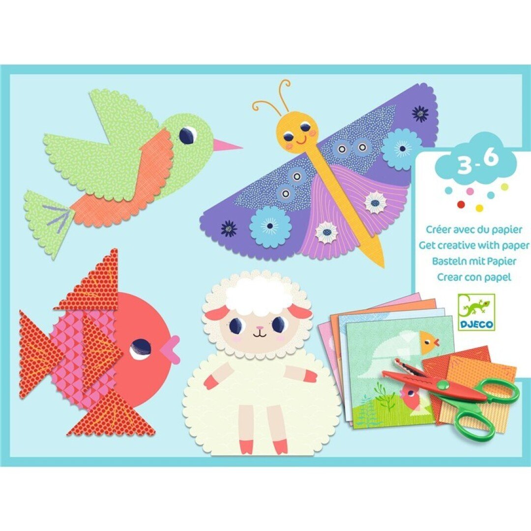 MANUALIDADES DJECO ·COLLAGE PARA RECORTAR CON BORDES DECORATIVOS· - Happy Moments Baby
