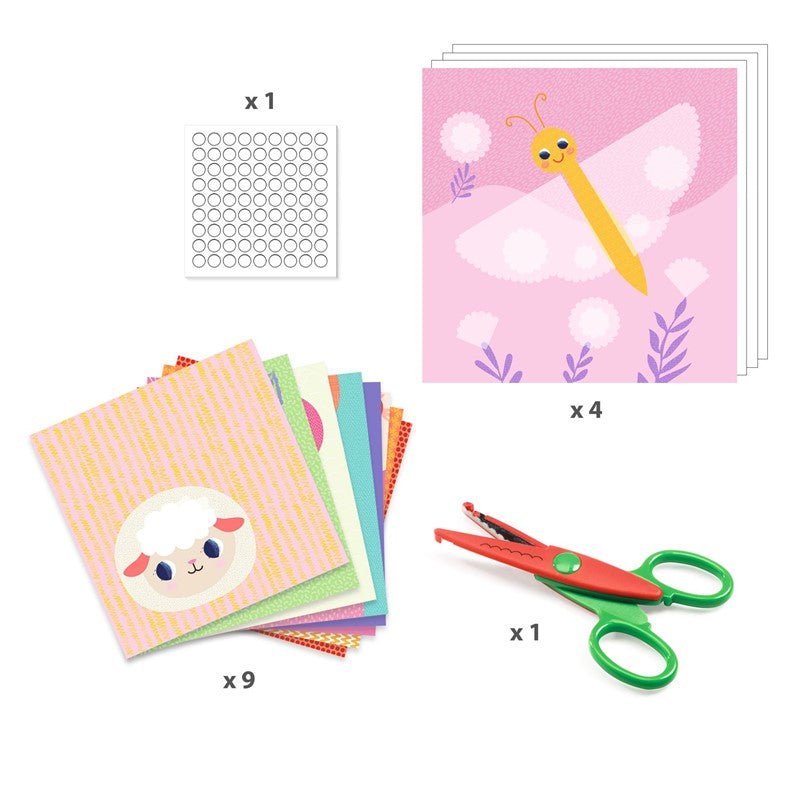 MANUALIDADES DJECO ·COLLAGE PARA RECORTAR CON BORDES DECORATIVOS· - Happy Moments Baby