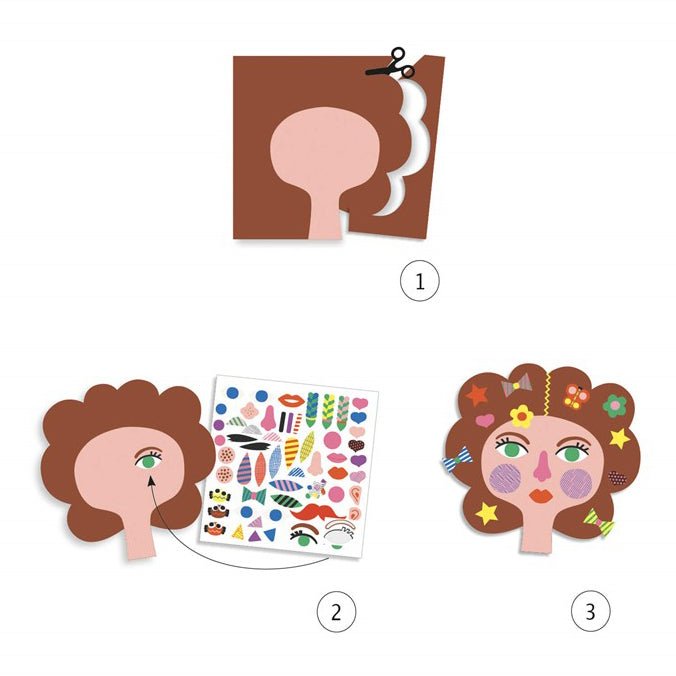 MANUALIDADES DJECO ·CREAR CON PEGATINAS PELUQUERIA· - Happy Moments Baby