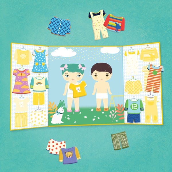 MANUALIDADES DJECO ·ESCENARIO CON PEGATINAS REUTILIZABLES - LA ROPA· - Happy Moments Baby