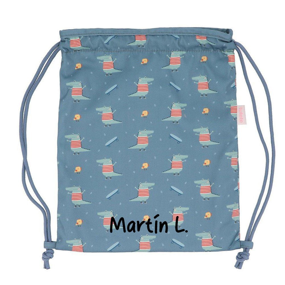 MOCHILA SACO INFANTIL DE TELA TUTETE ·CROC· - Happy Moments Baby