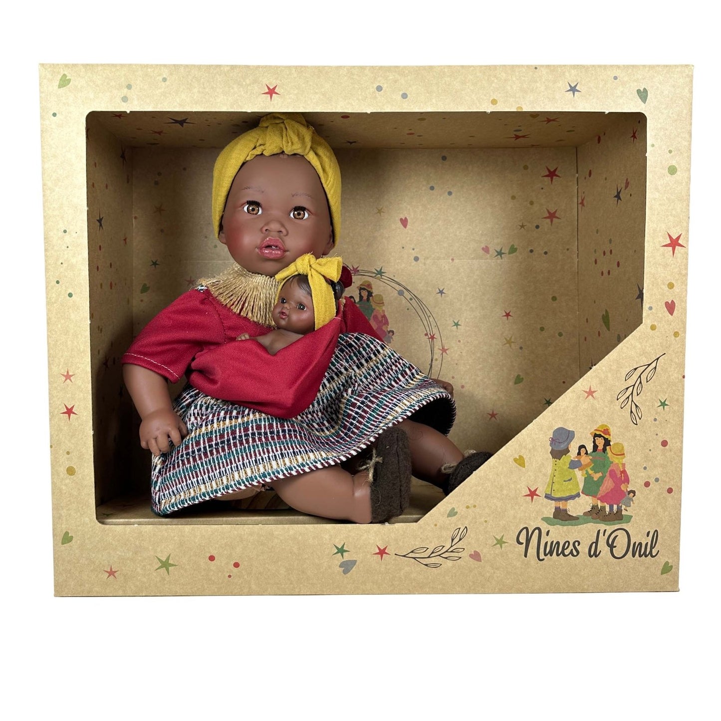 MUÑECA NINES D'ONIL ·ALIKA CON BEBÉ BURGUNDY 40CM· - Happy Moments Baby