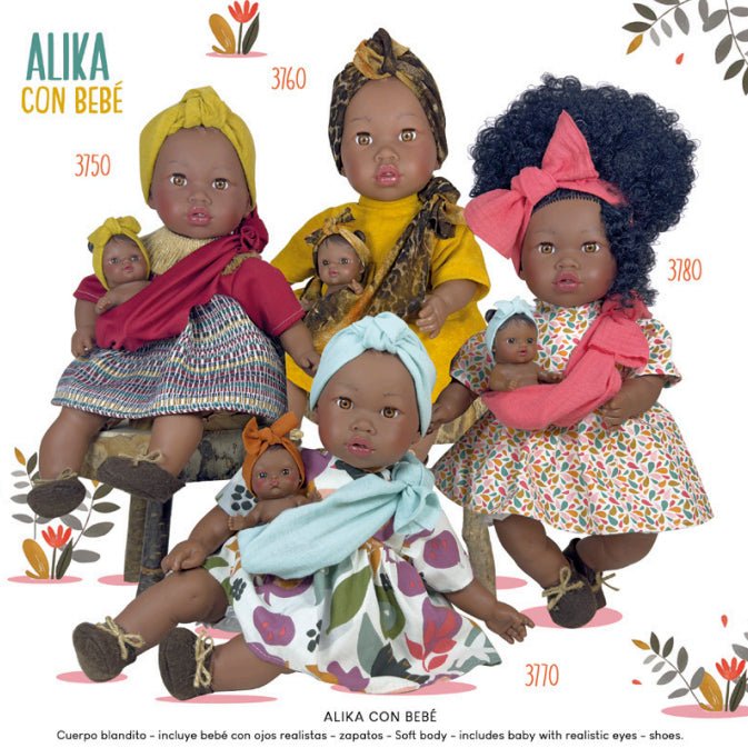 MUÑECA NINES D'ONIL ·ALIKA CON BEBÉ BURGUNDY· - Happy Moments Baby