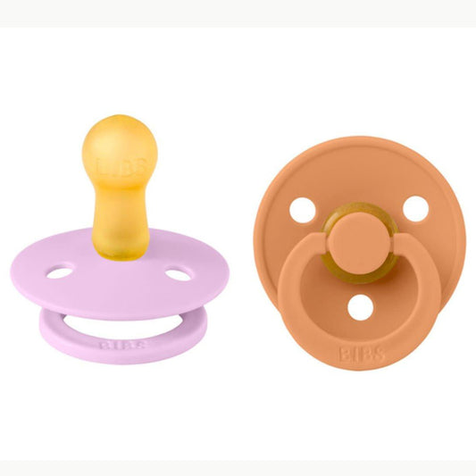 PACK 2 CHUPETES BIBS ·ROUND VIOLET SKY/PUMPKIN· - Happy Moments Baby