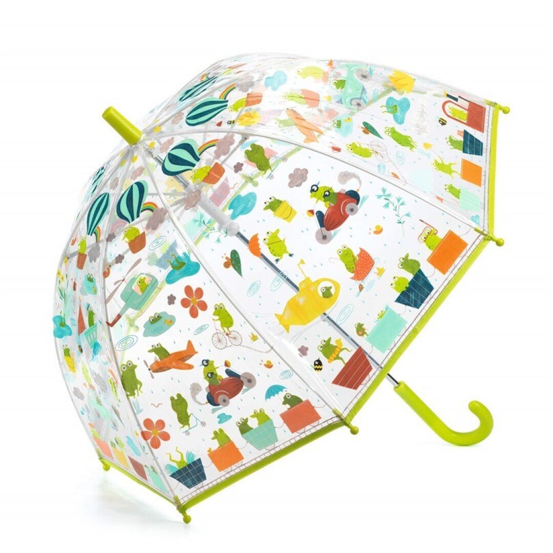 PARAGUAS INFANTIL DJECO TRANSPARENTE ·RANITAS· - Happy Moments Baby
