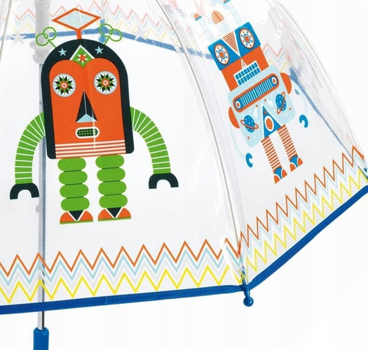 PARAGUAS INFANTIL DJECO TRANSPARENTE ·ROBOTS· - Happy Moments Baby