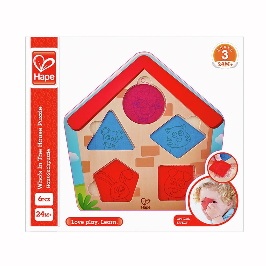 PUZZLE INFANTIL HAPE ·DESCUBRE QUIEN ESTÁ EN CASA· - Happy Moments Baby