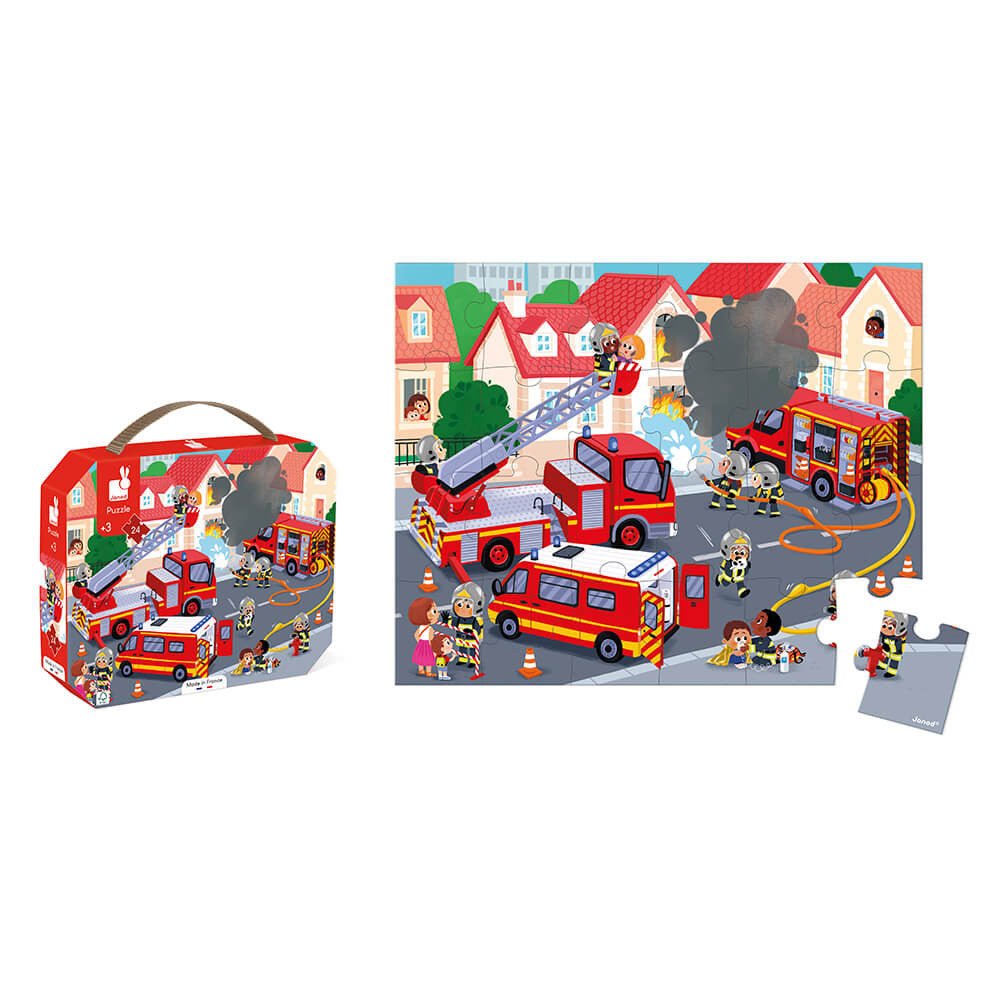 PUZZLE JANOD +3 AÑOS ·LOS BOMBEROS 24 PIEZAS· - Happy Moments Baby