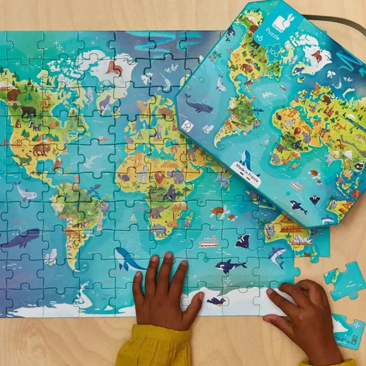 PUZZLE JANOD +6 AÑOS ·EL MUNDO 100 PIEZAS· - Happy Moments Baby