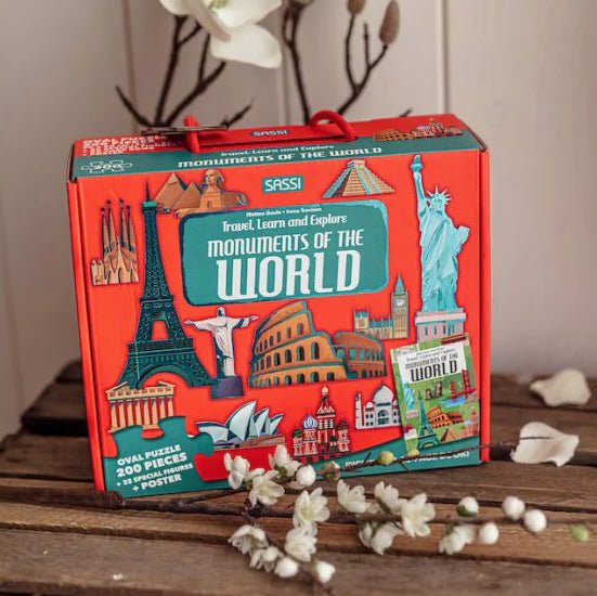 PUZZLE + LIBRO EDUCATIVO ·MONUMENTOS DEL MUNDO· - Happy Moments Baby