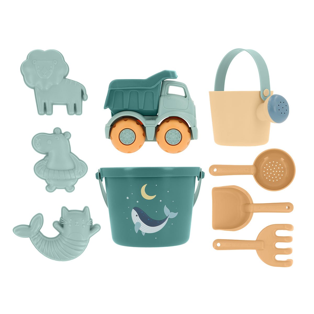 SET DE JUGUETES DE PLAYA O PARQUE ·WHALE TEAL· - Happy Moments Baby