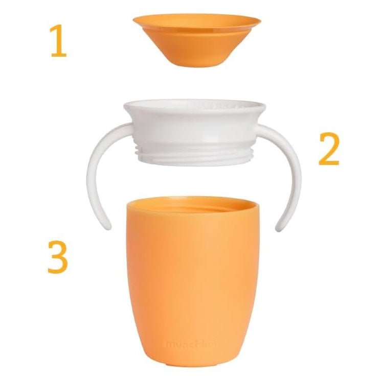 TAZA ANTIGOTEO CON ASAS MIRACLE 360º 200ML ·NARANJA· - Happy Moments Baby