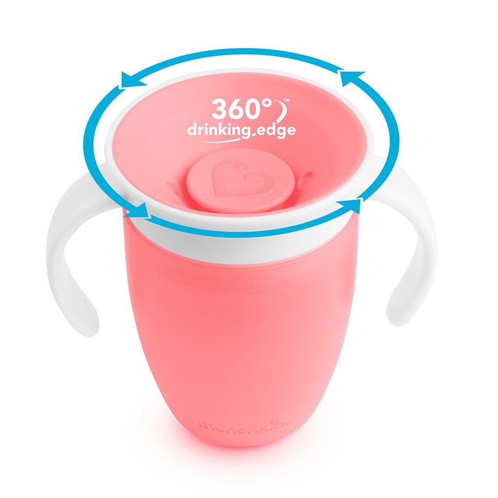 TAZA ANTIGOTEO CON ASAS MIRACLE 360º 200ML ·ROSA· - Happy Moments Baby