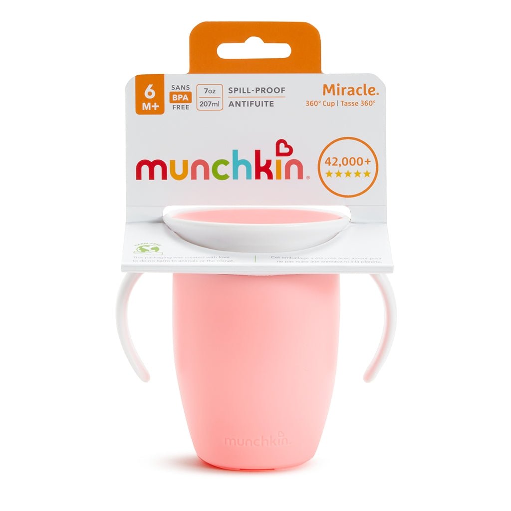 TAZA ANTIGOTEO CON ASAS MIRACLE 360º 200ML ·ROSA· - Happy Moments Baby
