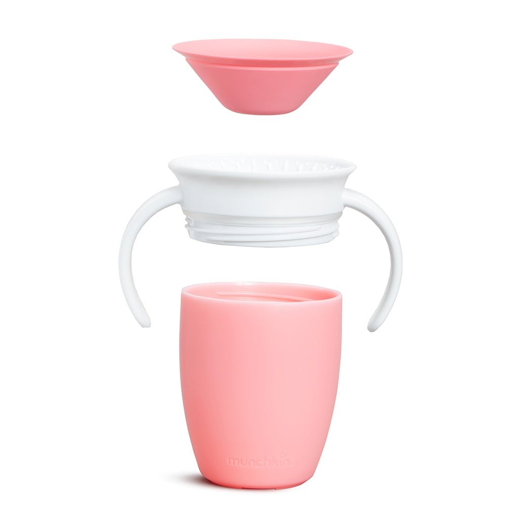 TAZA ANTIGOTEO CON ASAS MIRACLE 360º 200ML ·ROSA· - Happy Moments Baby