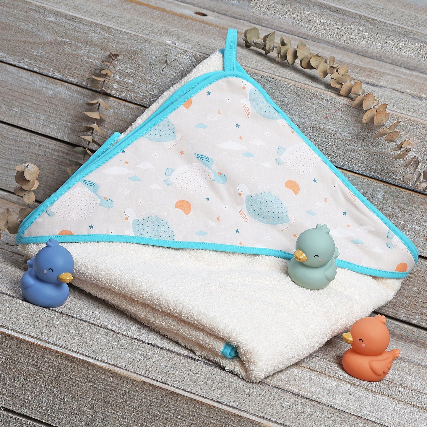TOALLA CAPA DE BAÑO XL BEBÉ ·TURTLES· - Happy Moments Baby