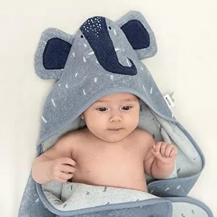 TOALLA GRANDE DE BAÑO CON CAPUCHA TRIXIE ·ELEFANTE· - Happy Moments Baby