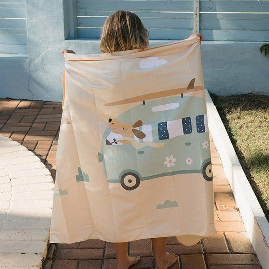 TOALLA PLAYA MICROFIBRA TUTETE ·SURF VAN· - Happy Moments Baby