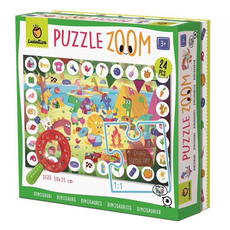 ZOOM PUZZLE LUDATTICA 24 PIEZAS ·DINOSAURIOS· - Happy Moments Baby