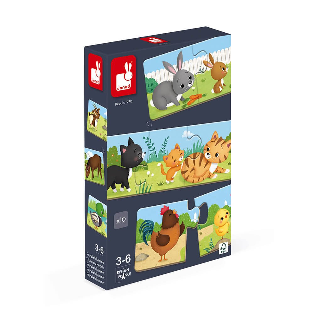 10 PUZZLES 3 PIEZAS JANOD ·TRINOMIO· - Happy Moments Baby