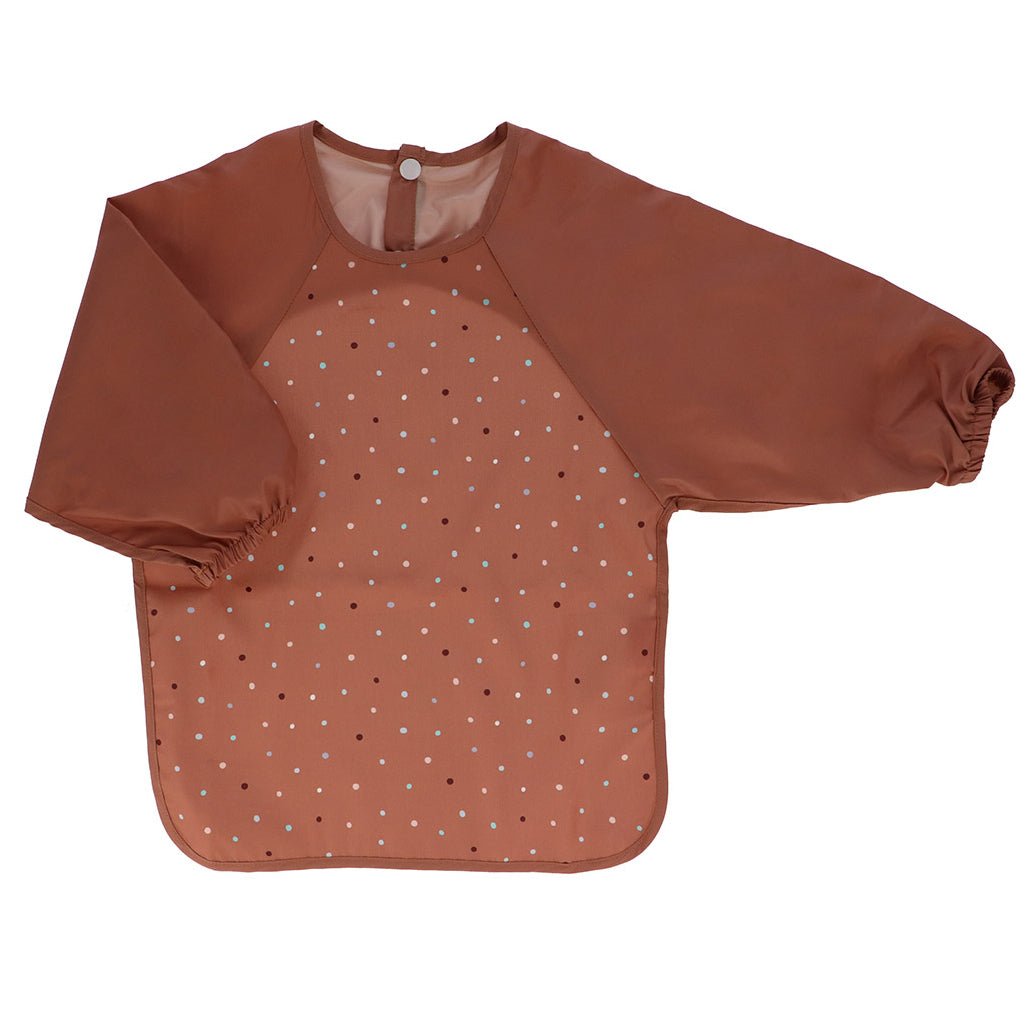BABERO CON MANGAS TUTETE ·DOTS BROWN· - Happy Moments Baby