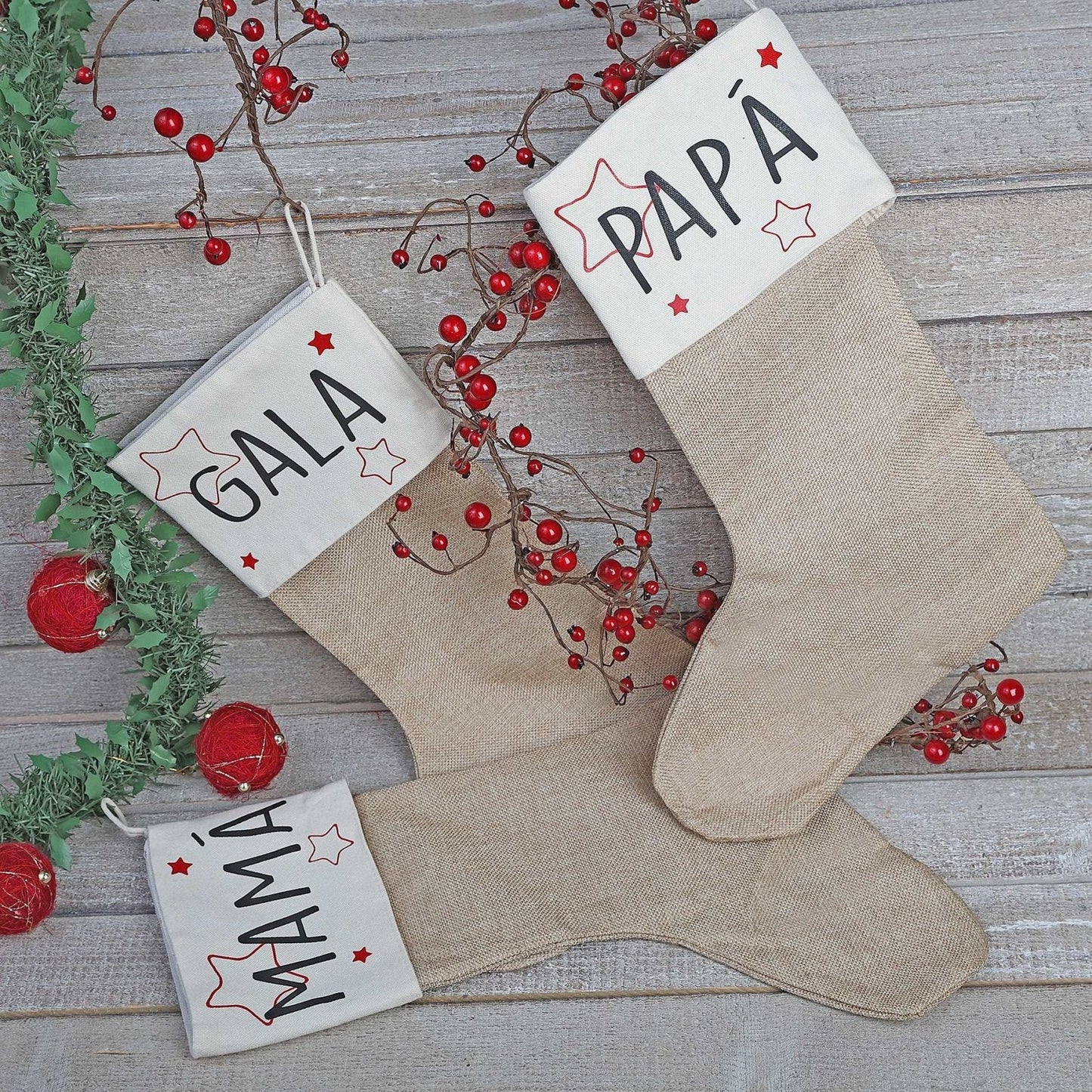 CALCETINES NAVIDAD PERSONALIZADOS FAMILIA ·ESTRELLAS· - Happy Moments Baby