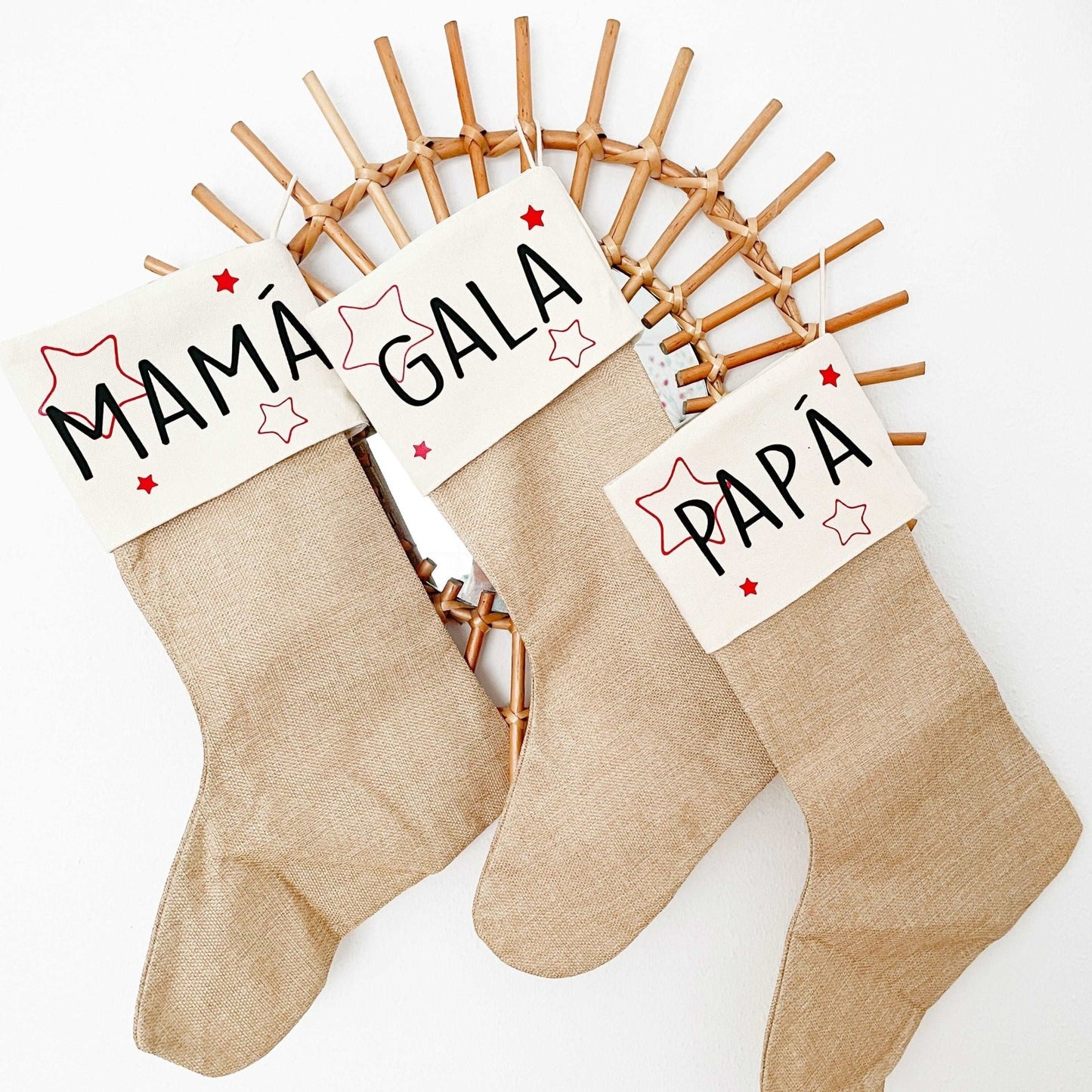 CALCETINES NAVIDAD PERSONALIZADOS FAMILIA ·ESTRELLAS· - Happy Moments Baby