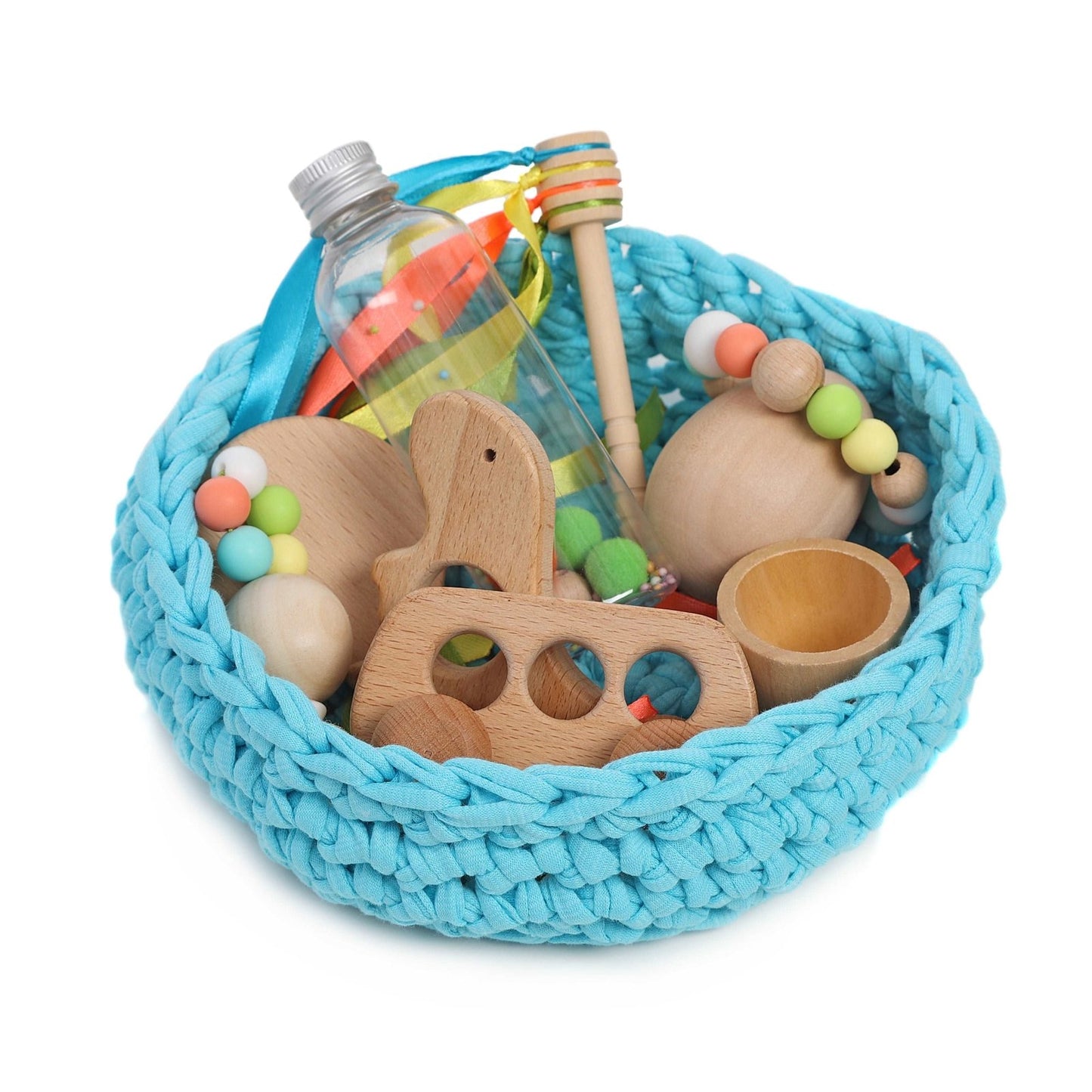 CESTO DE LOS TESOROS - CESTO SENSORIAL ·AQUA· - Happy Moments Baby