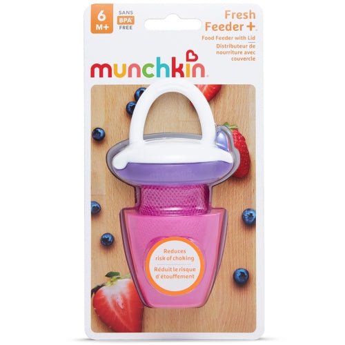 CHUPETE PARA FRUTA CON REJILLA ALIMENTADOR DELUXE MUNCHKIN ·ROSA· - Happy Moments Baby