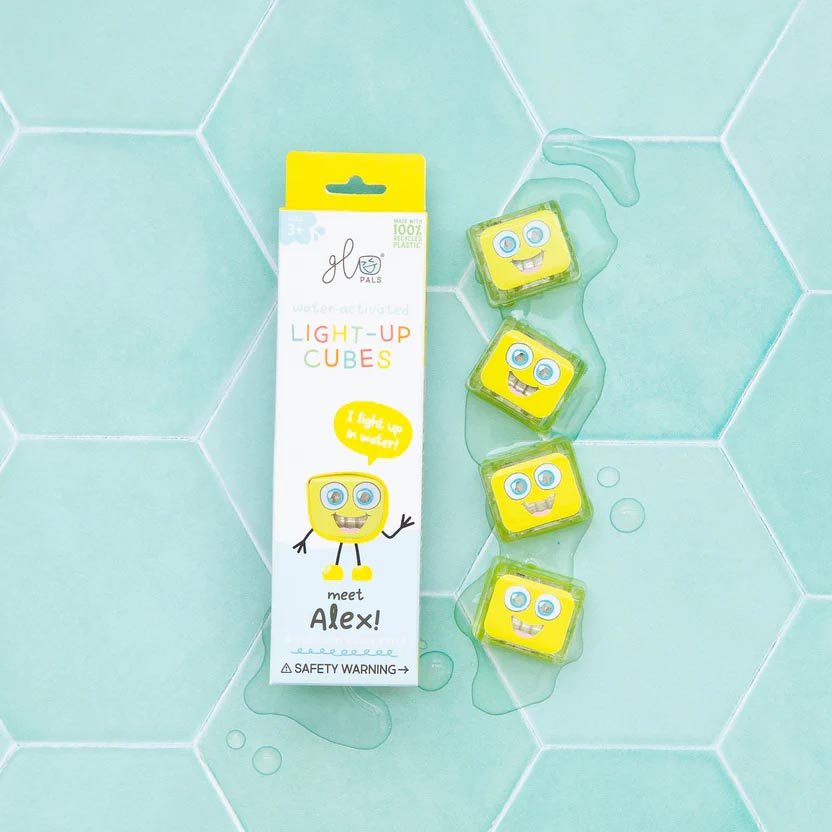 CUBOS DE LUZ PARA EL BAÑO GLOPALS ·4 CUBOS ALEX AMARILLO· - Happy Moments Baby